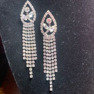 Crystal Tassel Drop Earrings - Sparkling Silver Rhinestones
